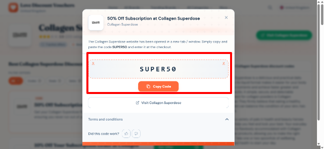 Love Discount Vouchers' reveled Collagen Superdose voucher code
